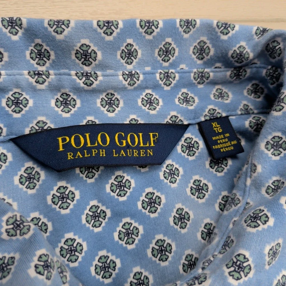 Polo Golf Ralph Lauren‎ Polo Shirt Mens XL Floral All Over Print Blue